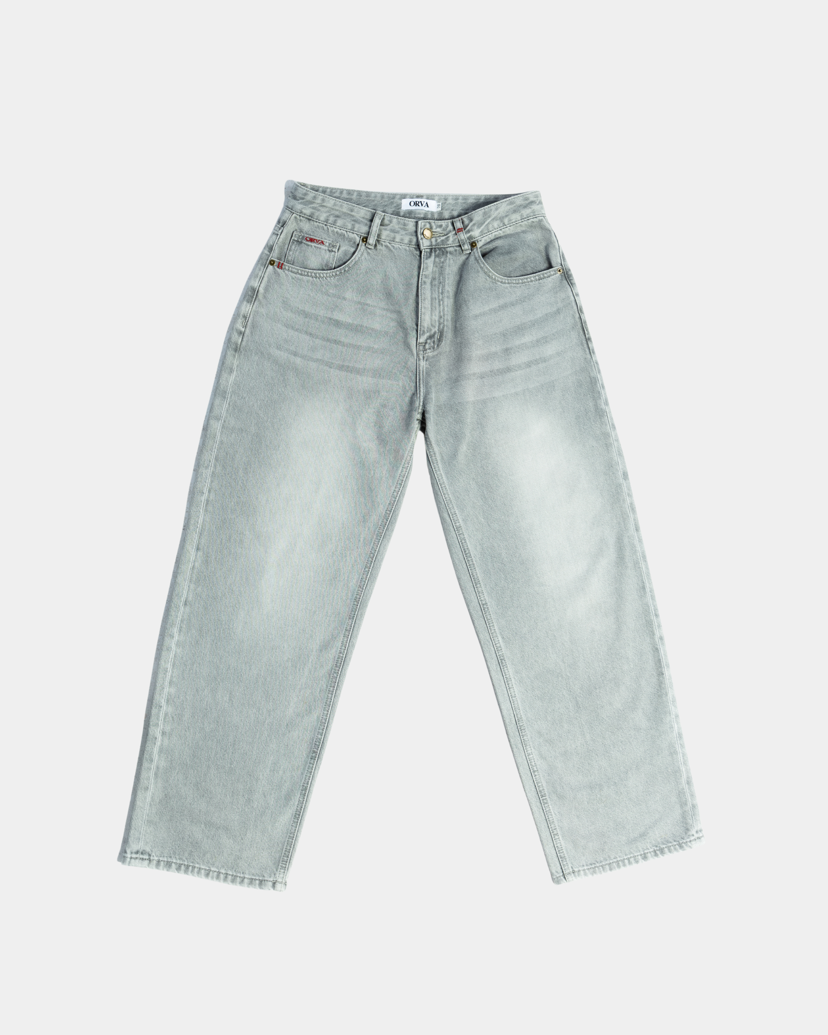 WASHED GREY BAGGY DENIM